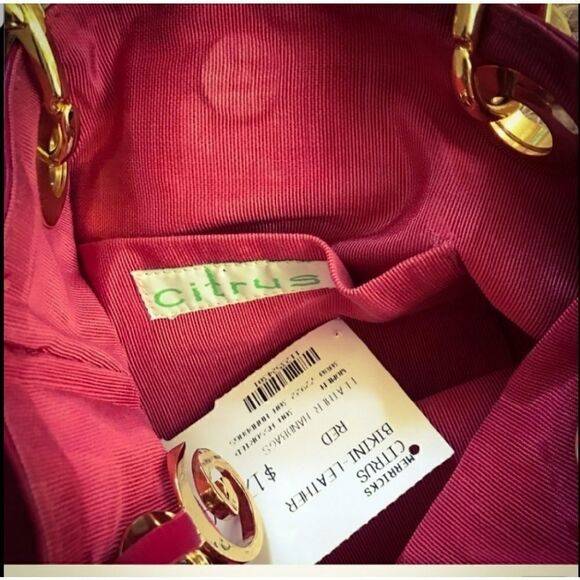 GORGEOUS SAFFIANNO LEATHER CITRUS MINI BAG IN RASPBERRY !!! - Picture 6 of 6